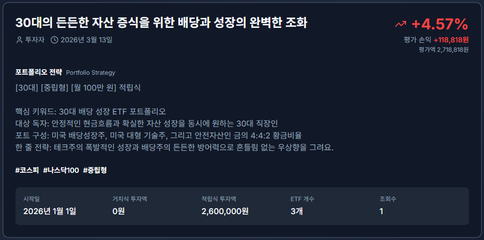 30대 포트폴리오, 든든한 자산 증식을 위한 배당과 성장의 완벽한 조화 2026